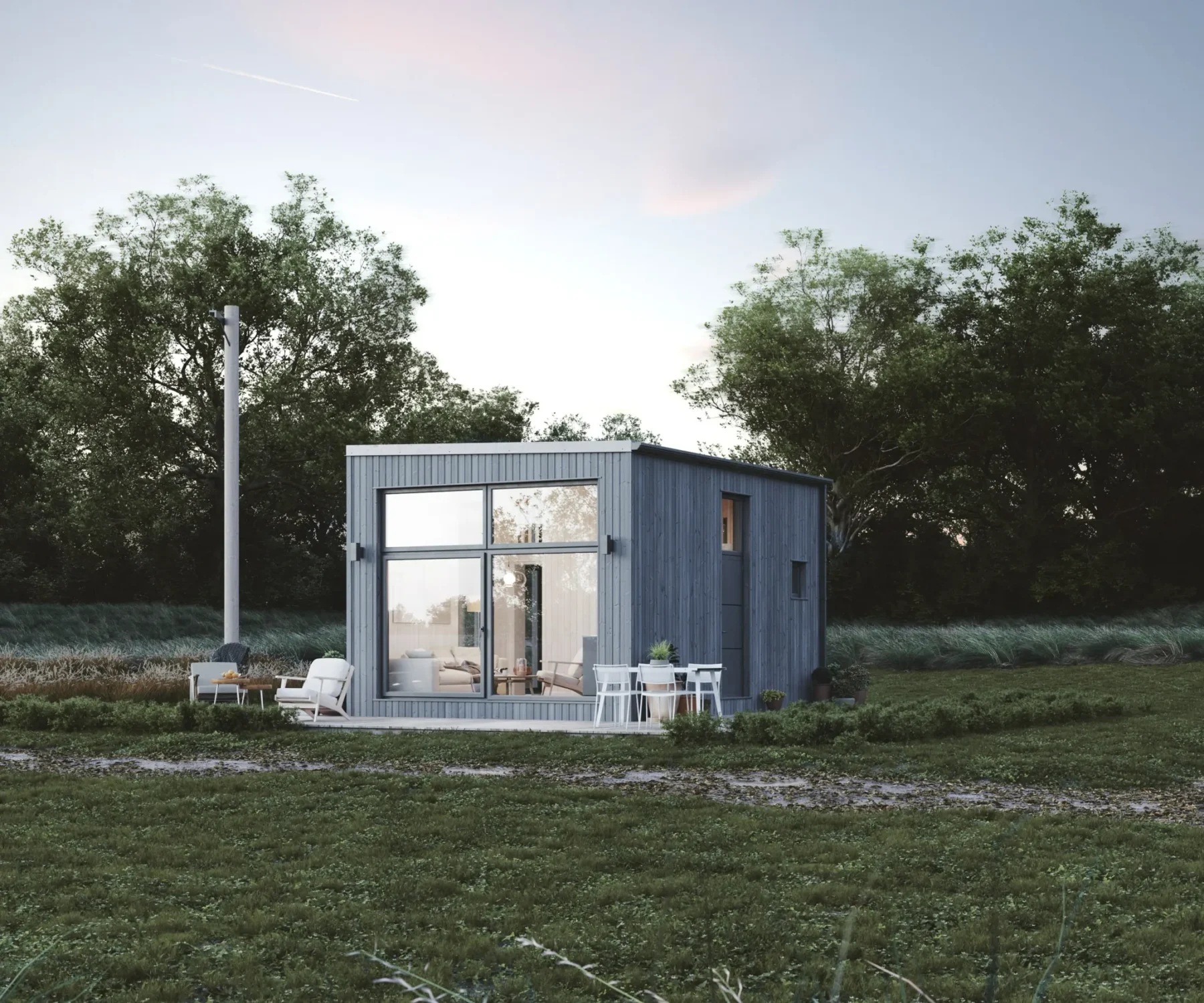 Helårsbolig_Pulpet_30.4_Eksteriør_Jernvitriol_fasade_stående_panel_store_vinduer_altan