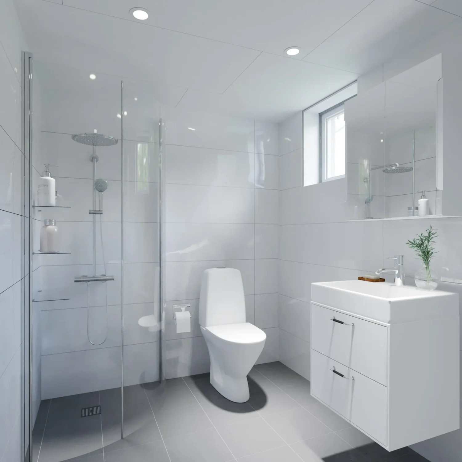 Mikrohus_Klassisk_30.4_Interiør_baderom_dusj_toalett_grå_fliser_hvite_klosser