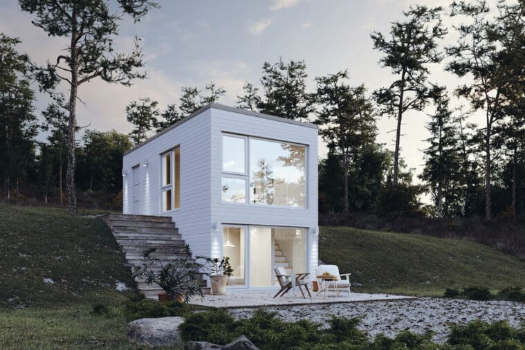 Attefallshus Rak Kallarvaning 30.1 Exterior vit skog