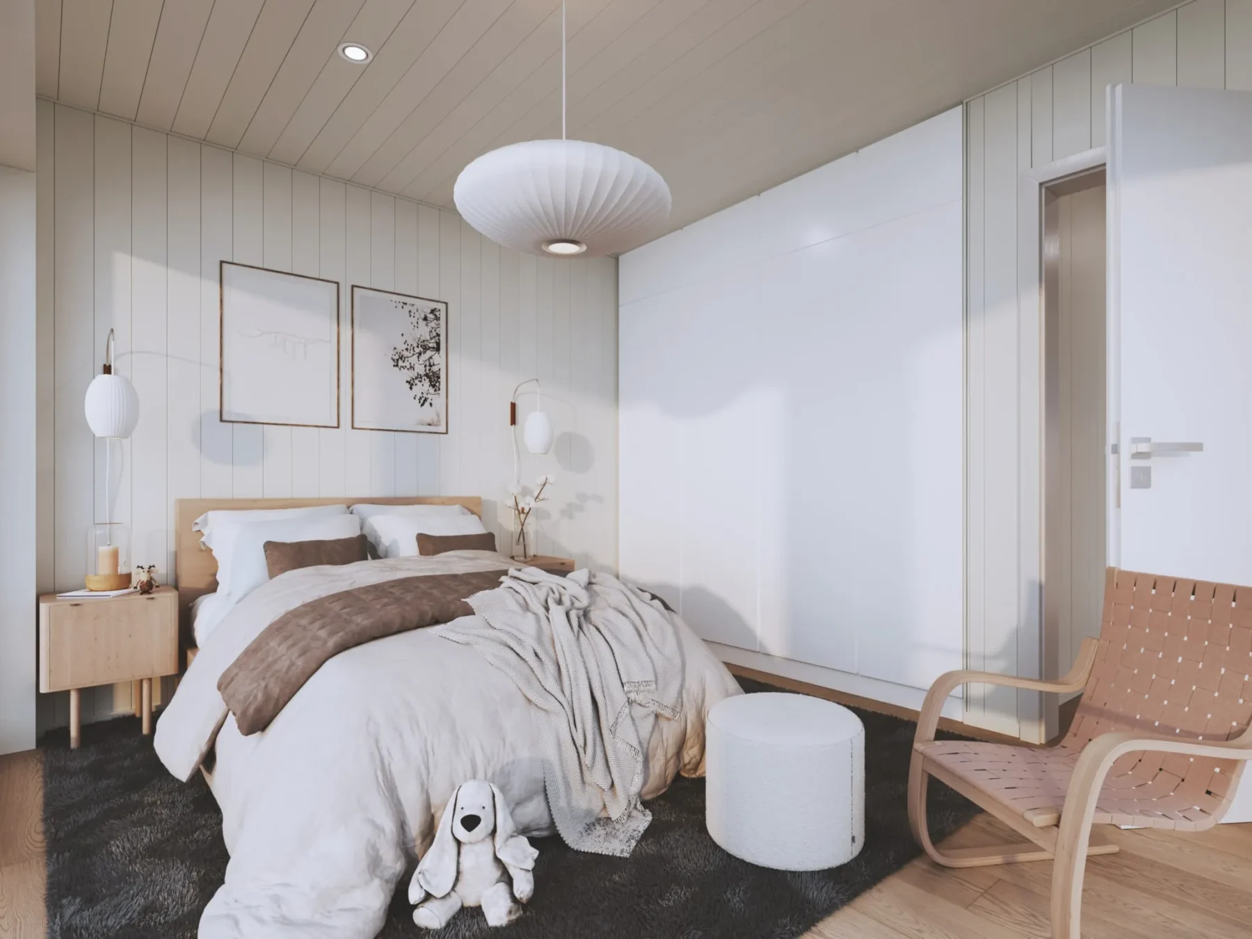 Helårsbolig_Rak_90.4Z_Interior_hvitt_soverom_skap_trapanel